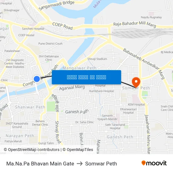 म.न.पा भवन मुख्य गेट to सोमवार पेठ map