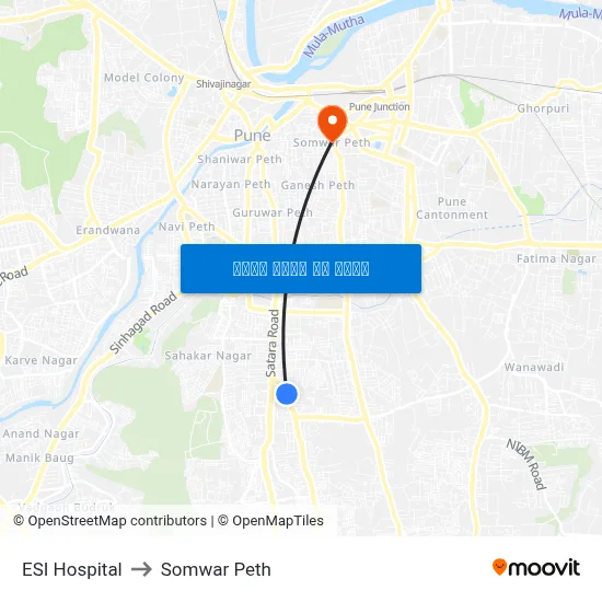 ईएसआई अस्पताल to सोमवार पेठ map