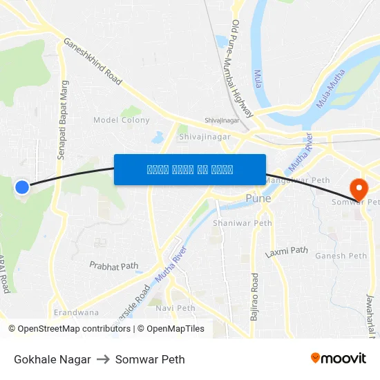 गोखले नगर to सोमवार पेठ map