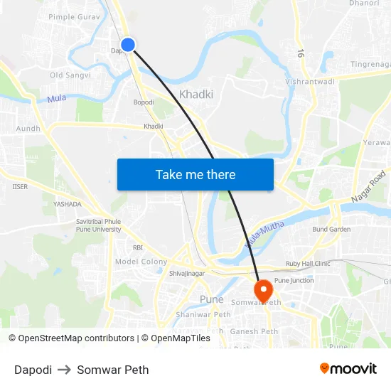 दापोडी to सोमवार पेठ map