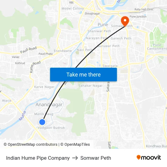 इंडियन ह्यूम पाइप कंपनी to सोमवार पेठ map