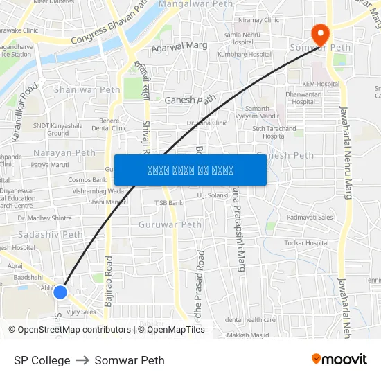 SP College to Somwar Peth map