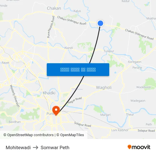 मोहितेवाडी to सोमवार पेठ map