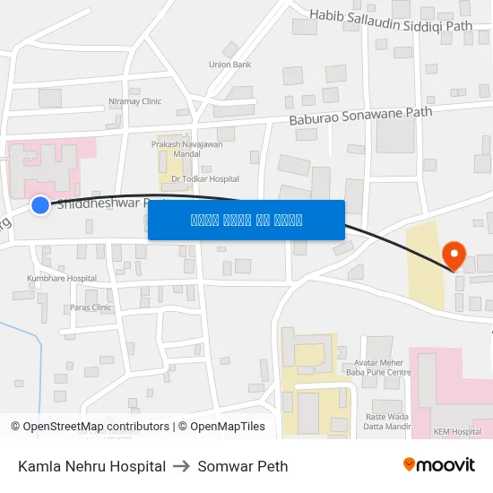 कमला नेहरू हॉस्पिटल to सोमवार पेठ map