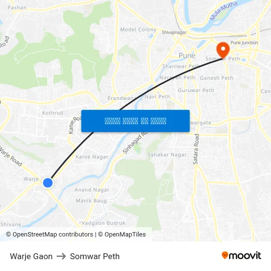 वारजे गाँव to सोमवार पेठ map
