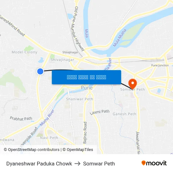 ज्ञानेश्वर पादुका चौक to सोमवार पेठ map