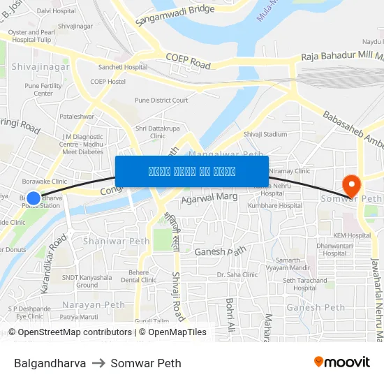 बालगंधर्व to सोमवार पेठ map