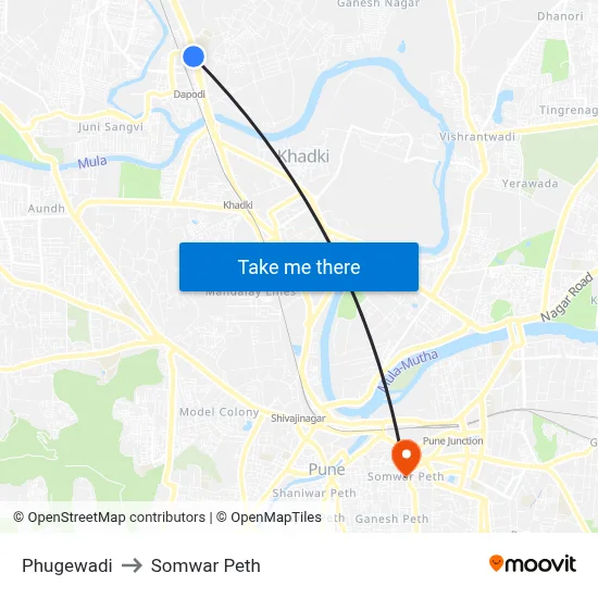 फुगेवाड़ी to सोमवार पेठ map