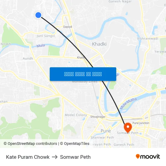 काटे पुरम चौक to सोमवार पेठ map
