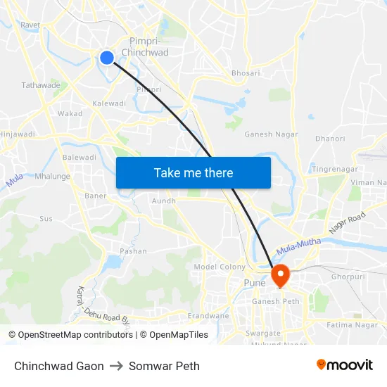 चिंचवड गाँव to सोमवार पेठ map