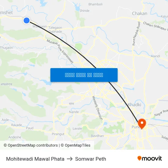 मोहितेवाडी मावल फाटा to सोमवार पेठ map