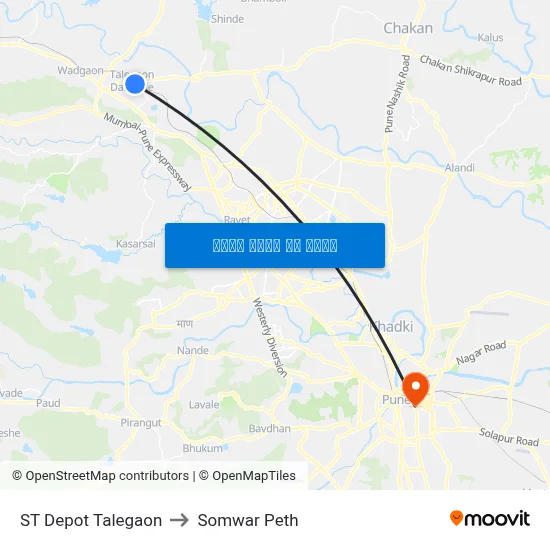 एसटी डेपो तळेगांव to सोमवार पेठ map