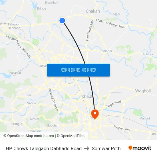 एचपी चौक तळेगाव दाभाडे रोड to सोमवार पेठ map