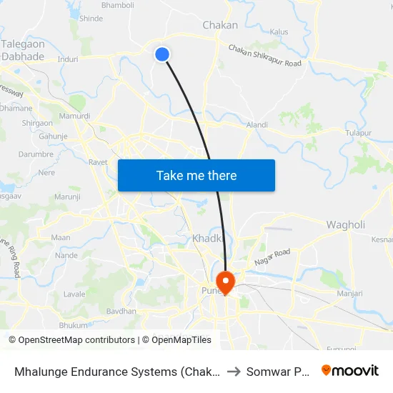 म्हालुंगे एंड्योरेंस सिस्टम्स (चाकण) to सोमवार पेठ map