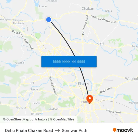 देहू फाटा चाकण रोड to सोमवार पेठ map