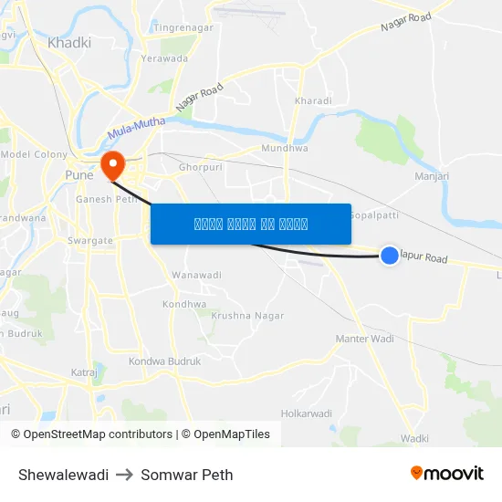 शेवाळेवाडी to सोमवार पेठ map