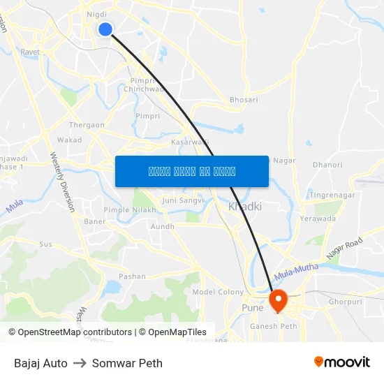 बजाज ऑटो to सोमवार पेठ map
