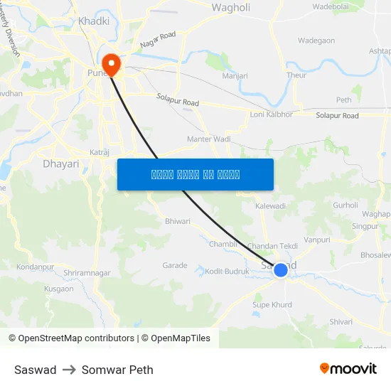 सासवाड़ to सोमवार पेठ map
