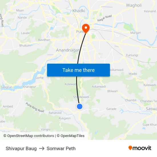 शिवापुर बाग to सोमवार पेठ map