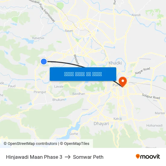 हिंजवाड़ी मान फेज 3 to सोमवार पेठ map