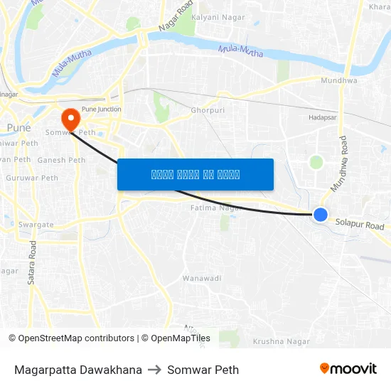 मगरपट्टा दवाखाना to सोमवार पेठ map