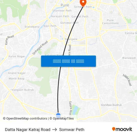 दत्त नगर कात्रज रोड to सोमवार पेठ map