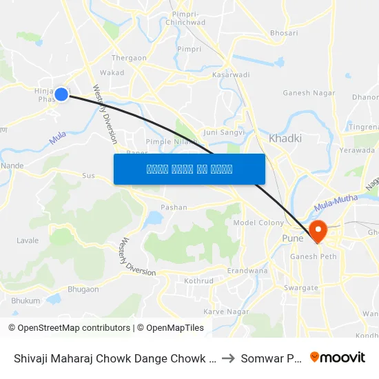 शिवाजी महाराज चौक डांगे चौक रोड to सोमवार पेठ map