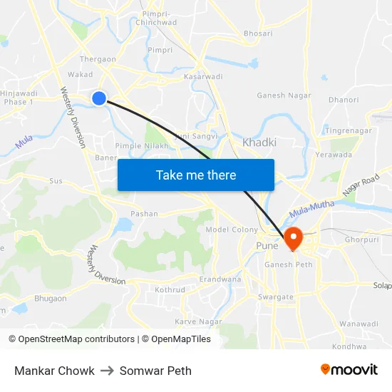 Mankar Chowk to Somwar Peth map