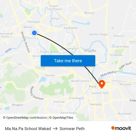 मा.न.पा स्कूल वाकड to सोमवार पेठ map