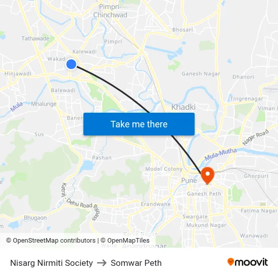 निसर्ग निर्मिती सोसायटी to सोमवार पेठ map