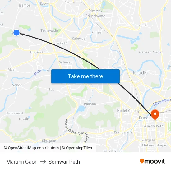 मारुंजी गाव to सोमवार पेठ map