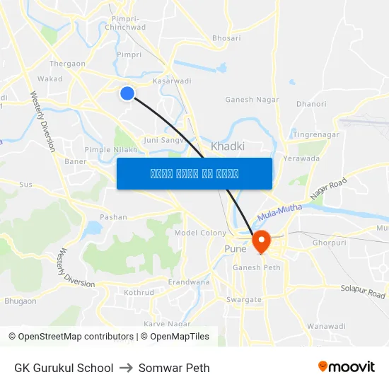जीके गुरुकुल स्कूल to सोमवार पेठ map