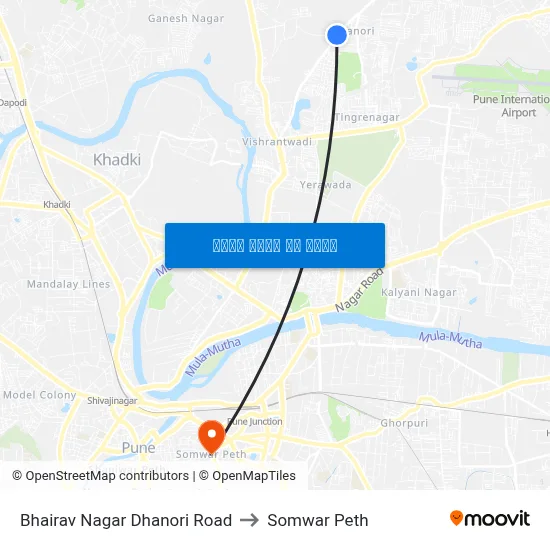 भैरव नगर धनोरी रोड to सोमवार पेठ map