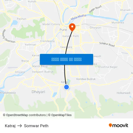 कात्रज to सोमवार पेठ map