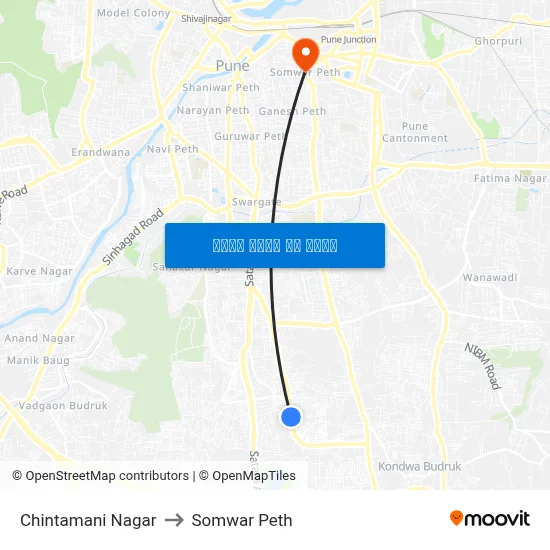 चिंतामणि नगर to सोमवार पेठ map