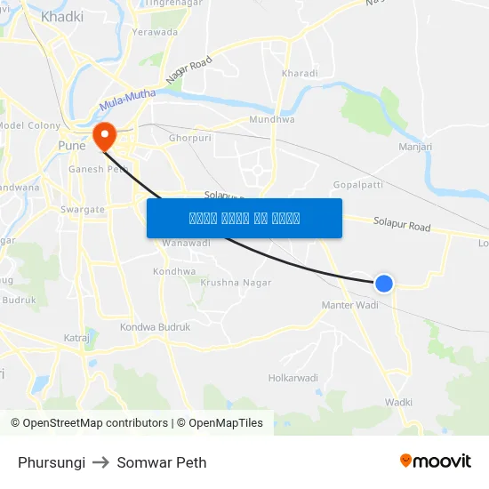 फुरसुंगी to सोमवार पेठ map