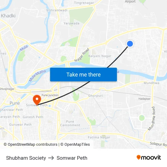 शुभम सोसाइटी to सोमवार पेठ map