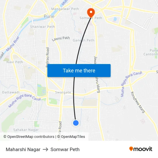 Maharshi Nagar to Somwar Peth map