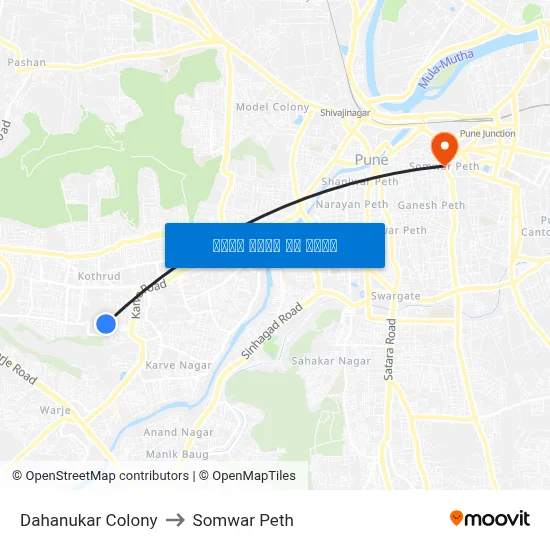 दहानुकर कॉलोनी to सोमवार पेठ map