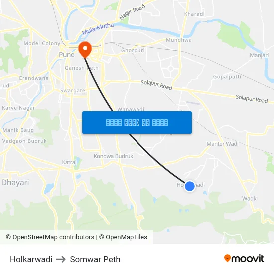 होलकरवाडी to सोमवार पेठ map