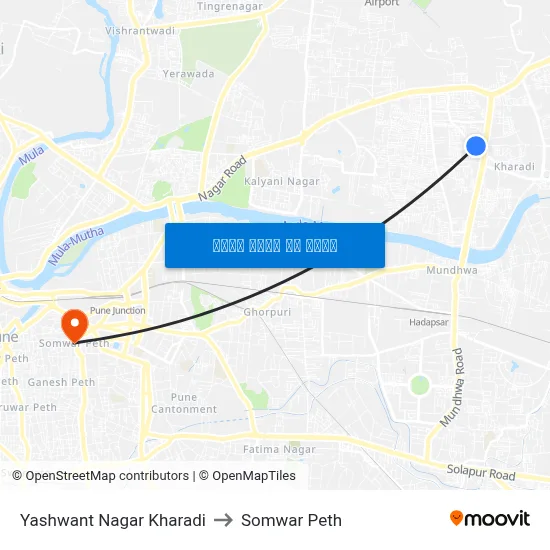 यशवंत नगर खराडी to सोमवार पेठ map