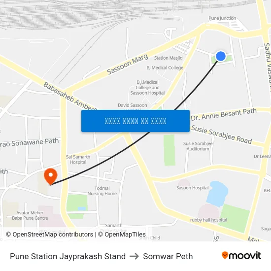 पुणे स्टेशन जयप्रकाश स्टैंड to सोमवार पेठ map