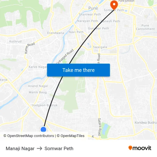 मनाजी नगर to सोमवार पेठ map