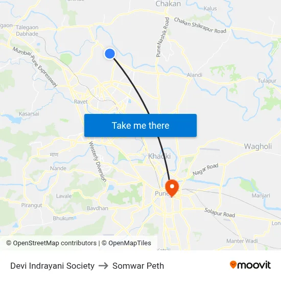 देवी इंद्रायणी सोसायटी to सोमवार पेठ map