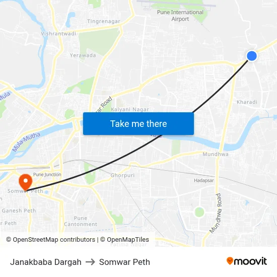 जानकबाबा दरगाह to सोमवार पेठ map