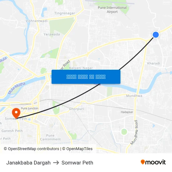 जानकबाबा दरगाह to सोमवार पेठ map