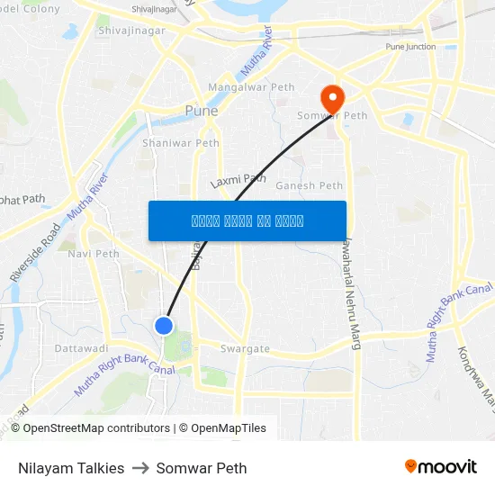 निलयम टॉकीज to सोमवार पेठ map