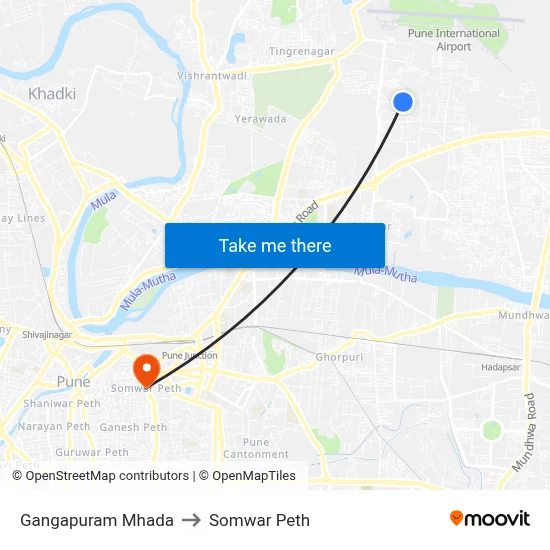गंगापुरम म्हाडा to सोमवार पेठ map