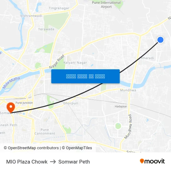 एमआईओ प्लाझा चौक to सोमवार पेठ map