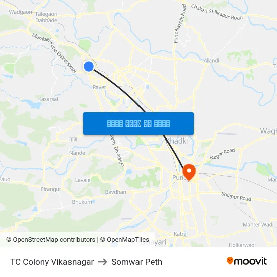 टी.सी. कॉलोनी विकासनगर to सोमवार पेठ map
